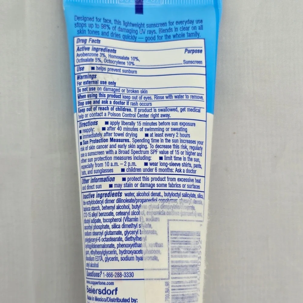 2 Pack Coppertone Complete Face Sunscreen Lotion SPF 45 Hyaluronic Acid 2.5oz